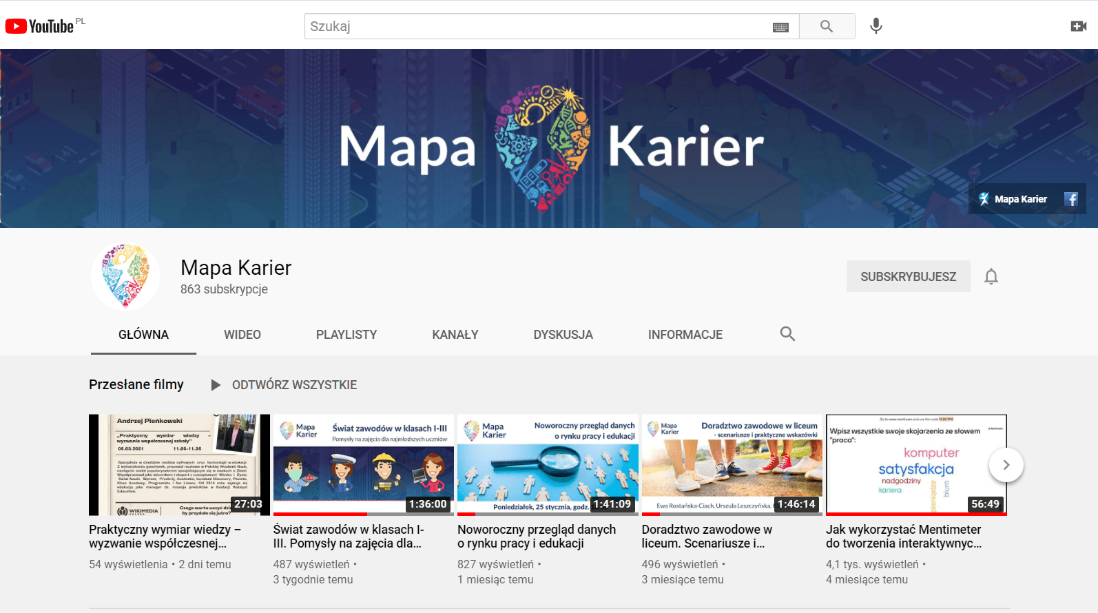 Mapa Karier - kanał YouTube