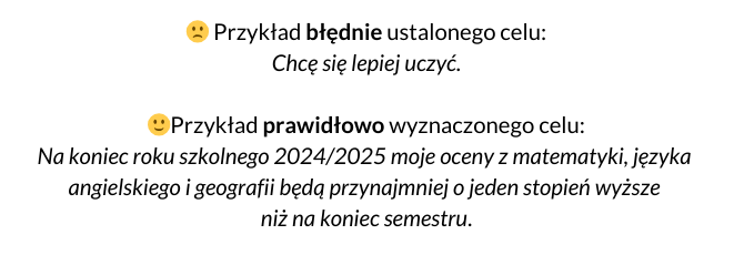 Przykład dobrze i źle ustalonych celów