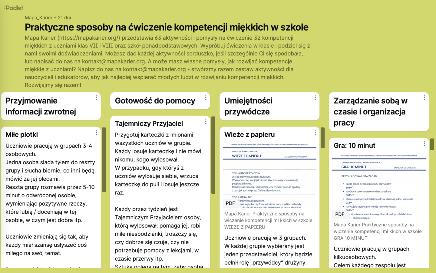 Ćwiczenie kompetencji miękkich - Mapa Karier